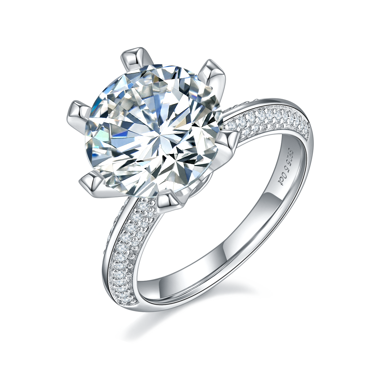 Half of the Country S925 Silver Plated Platinum Moissanite Diamond Women's Ring 5.0 Carat D-Class